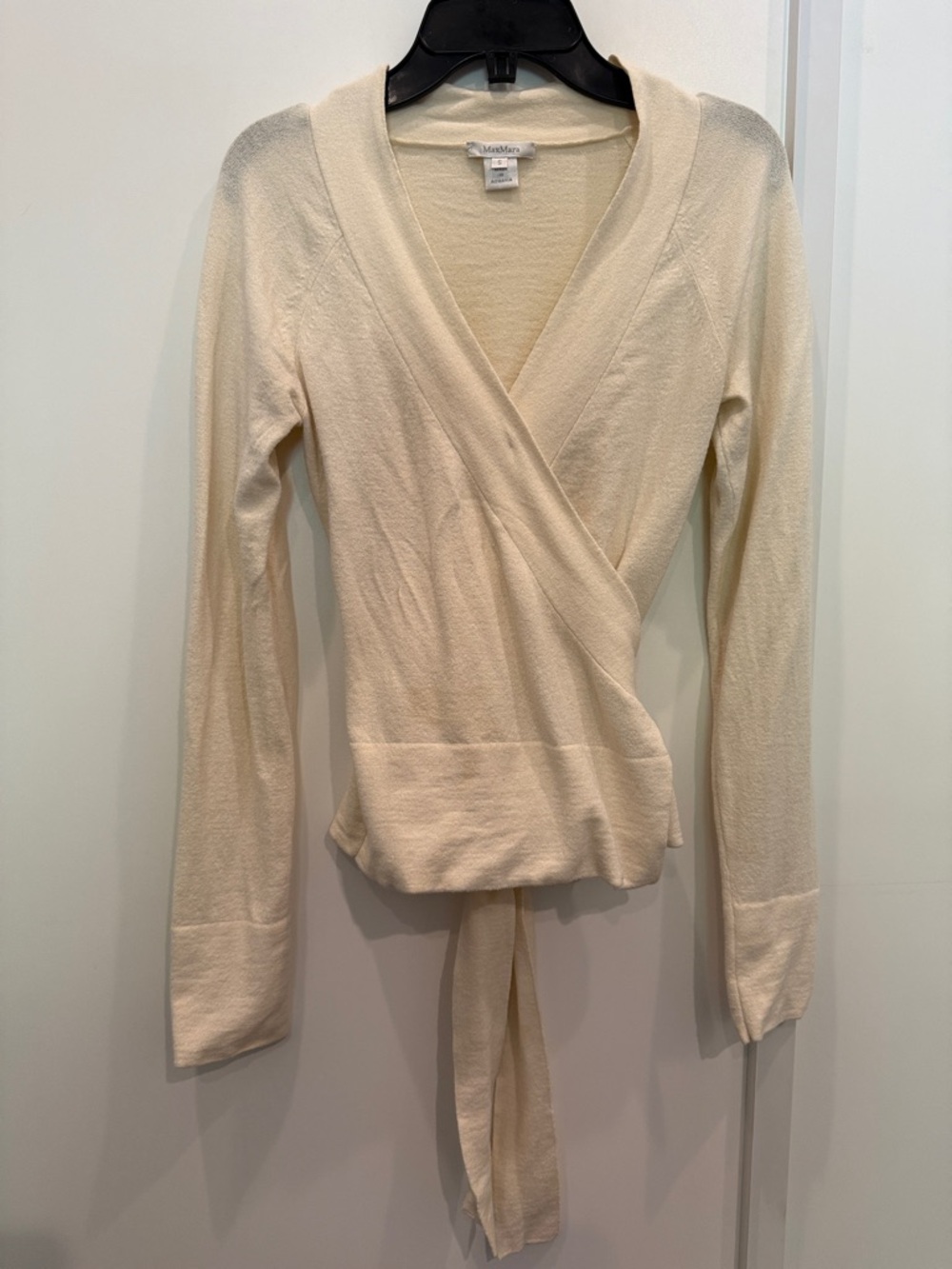 MaxMara Wool Cream Knit Wrap Sweater